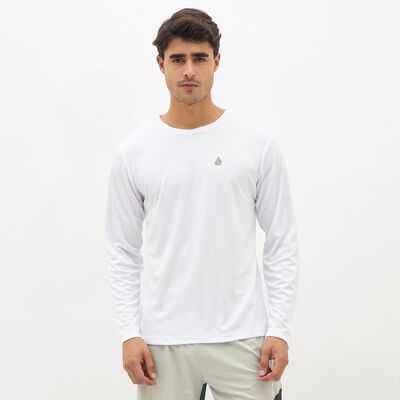 Men's Bright White Round Neck Full Sleeve T-Shirt