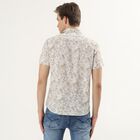 Men's Beige Cotton Half Sleeve Classic Collar Casual Shirt, Beige, small