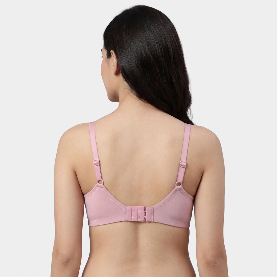 Women's Pink V-Neck Wireless Padded T-Shirt Bra, हल्का गुलाबी, large