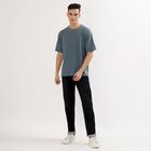 Men's Muted Steel Blue Round Neck Casual T-Shirt, Mid Blue, small image number null