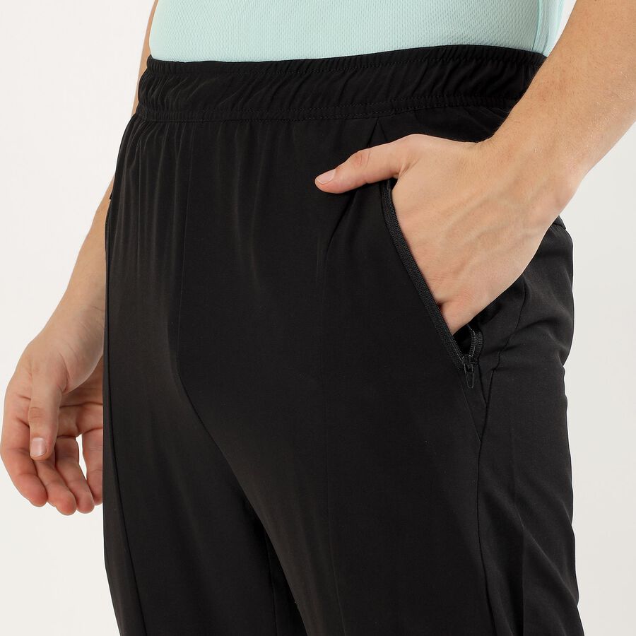 Men's Jet Black Slim Fit Reflective Detail Track Pants, Black, large