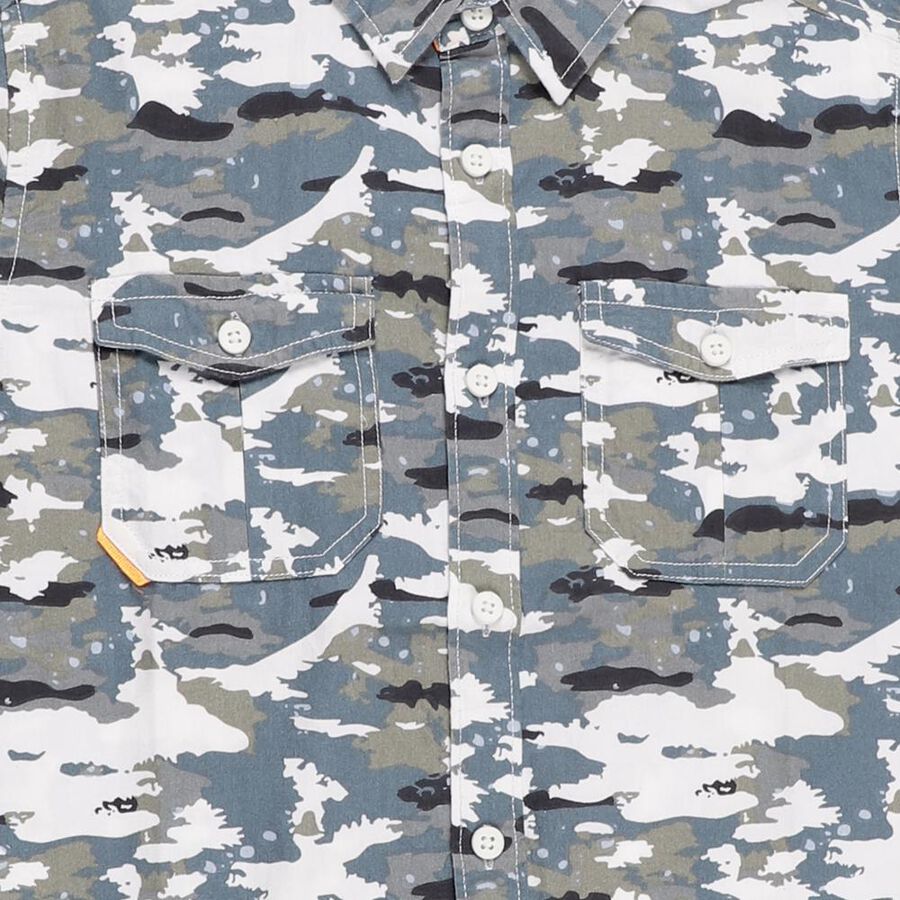 Boys Light Blue Cotton Half Sleeve Classic Collar Casual Shirt, Light Blue, large image number null