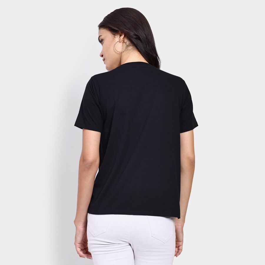 Ladies' Round Neck T-Shirt , काला, large image number null