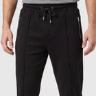 Men's Black Straight Fit Zip Pocket Track Pants, काला, small