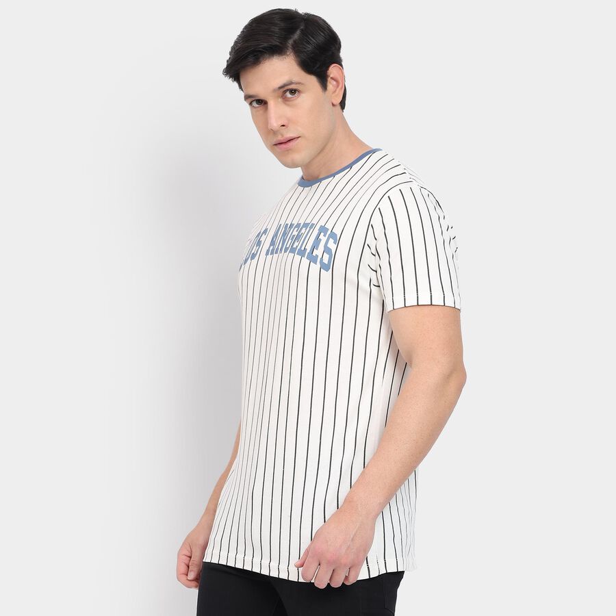Men's 100% Cotton Round Neck Half Sleeves T-Shirt, Off White, large