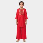 Girls Fuchsia Round Neck Fusion Set Upper and Bottom Set, रानी (फ्यूशिया), small