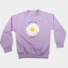Girls' Lavender Crew Neck Pullover Sweatshirt, Lilac, small