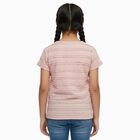 Girls Pale Peach Round Neck Casual T-Shirt, पीच, small