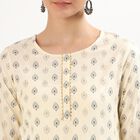 Women's Eggshell White Round Neck Printed Kurta, ऑफ व्हाइट, small image number null
