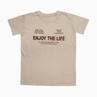 Boys Light Beige Round Neck Casual Half Sleeve T-Shirt, Beige, small