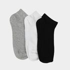 Men's Ankle Length Pack of 3 Socks ( Grey, White, Black ), काला, small