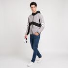 Men's Grey Hooded Windbreaker Jacket, हल्का ग्रे, small