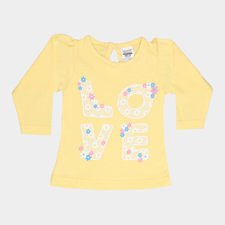 Infants Round Neck T-Shirt, Yellow, large image number null