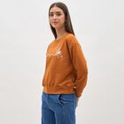 Women's Rust Orange Crew Neck Casual Sweatshirt, मस्टर्ड, small image number null
