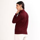 Women's Deep Burgundy High Neck Casual Sweatshirt, वाइन, small image number null