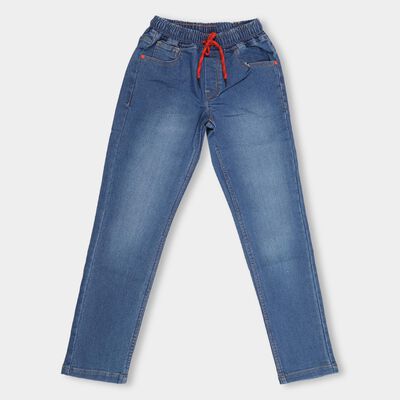 Boys' Stonewashed Blue Slim Fit Basic Jeans