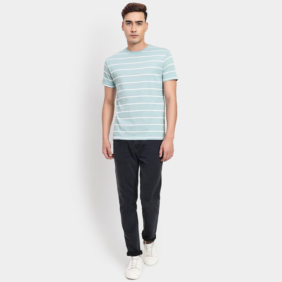 Men's Round Neck Half Sleeves T-Shirt, एक्वा, large image number null