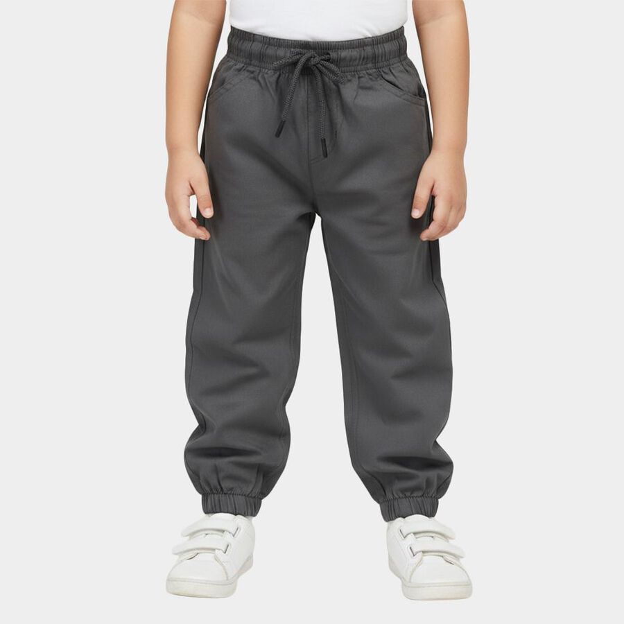 Boys' Dark Grey Regular Fit Jogger Trousers, गहरा ग्रे, large