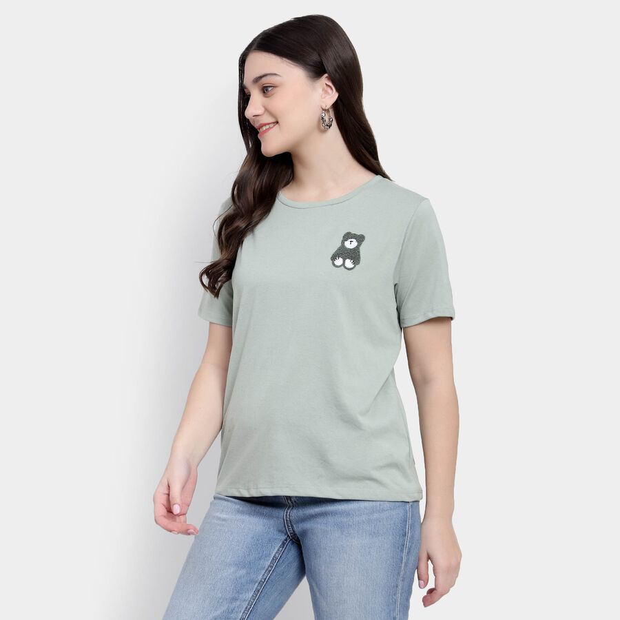 Round Neck T-Shirt, हल्का हरा, large image number null