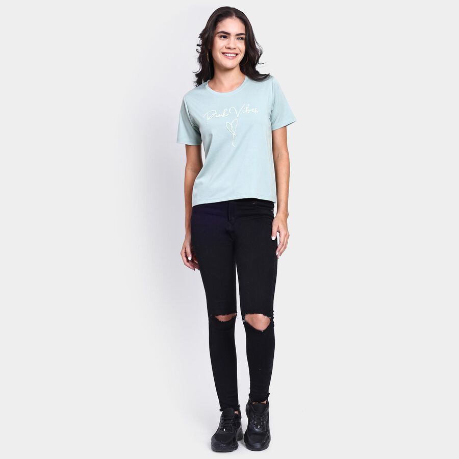 Ladies' Round Neck T-Shirt , हल्का हरा, large image number null