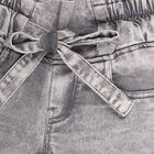 Girls' Stonewashed Grey Flared Fit Buttoned Jeans, Light Grey, small image number null