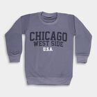 Boys Muted Slate Blue Crew Neck Casual Sweatshirt, मध्यम नीला, small image number null