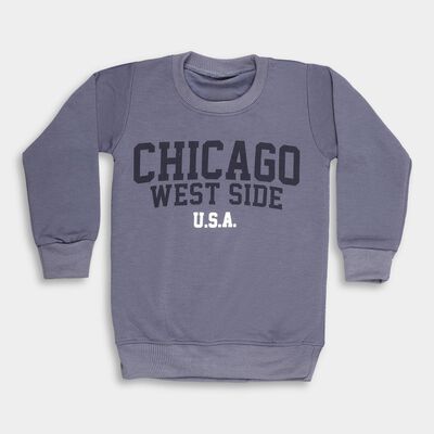 Boys Muted Slate Blue Crew Neck Casual Sweatshirt