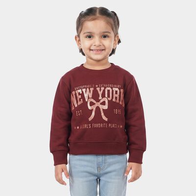 Girls' Wine Crew Neck Pullover Sweatshirt