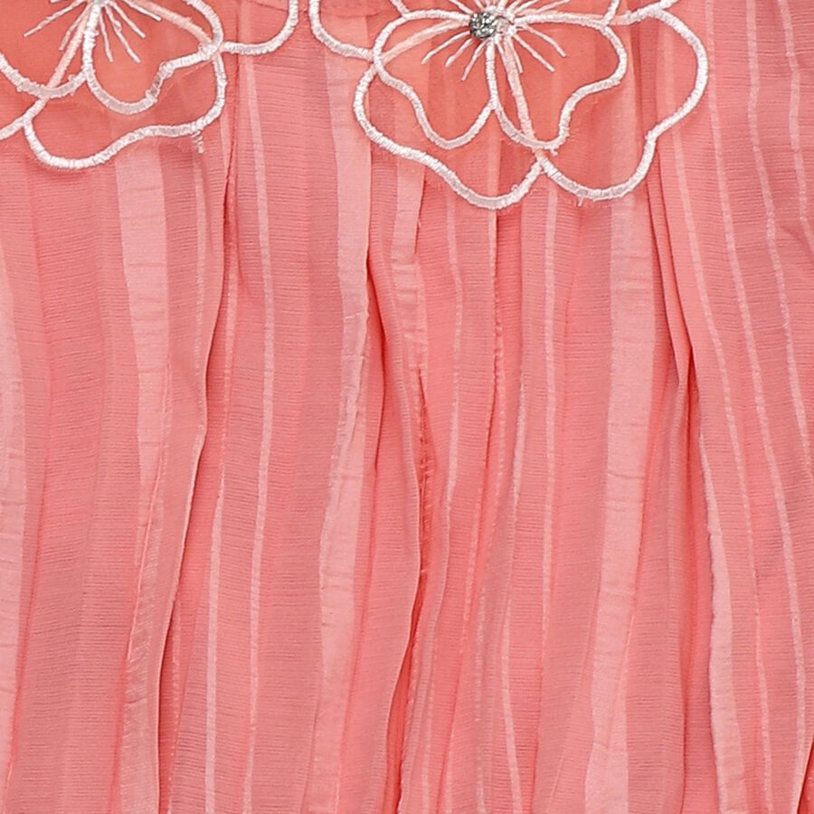 Girls' Pink Round Neck Romantic T-Shirt, हल्का गुलाबी, large