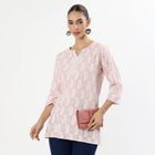 Women's Light Dusty Pink Notch Neck Paisley Printed Kurti, Light Pink, small