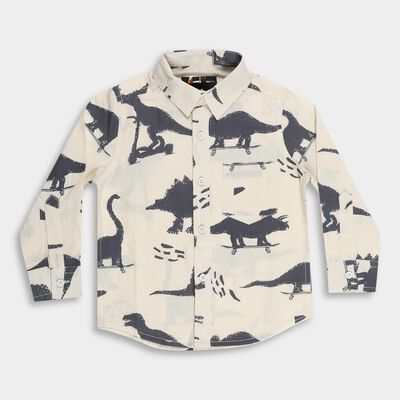 Boys Off-White Cotton Full Sleeve Classic Casual Shirt