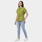 Women's Green Floral Classic Collar Casual Shirt, Light Green, small
