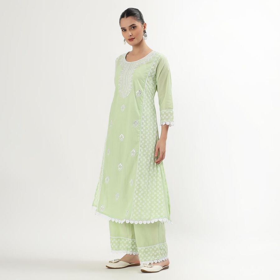 Ladies' 100% Cotton Ethnic Set, Light Green, large image number null