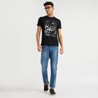 Men's Round Neck Half Sleeves T-Shirt , काला, small image number null