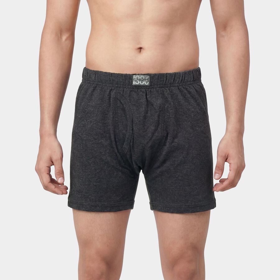 Men's Charcoal Regular Fit Branded Waistband Trunks, चारकोल, large