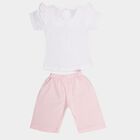 Infants Cotton Printed Capri Set, Light Pink, small image number null