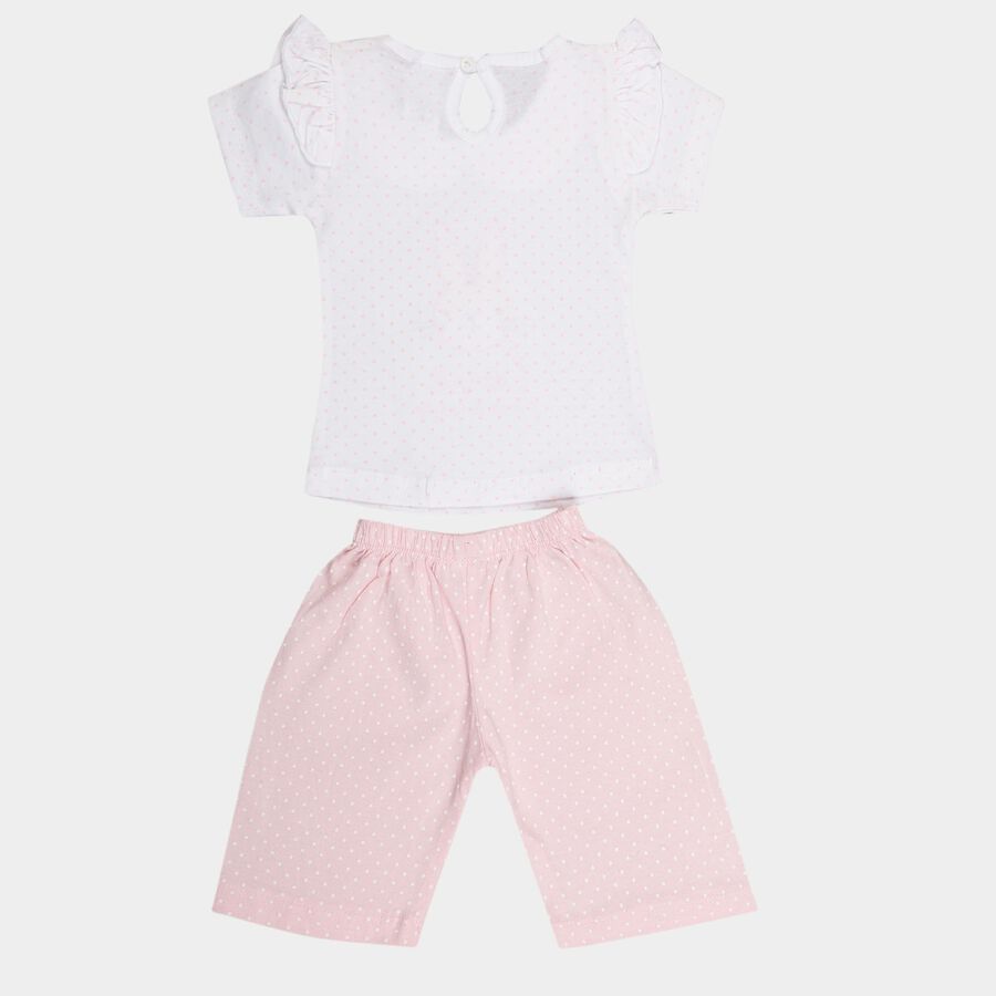 Infants Cotton Printed Capri Set, Light Pink, large image number null