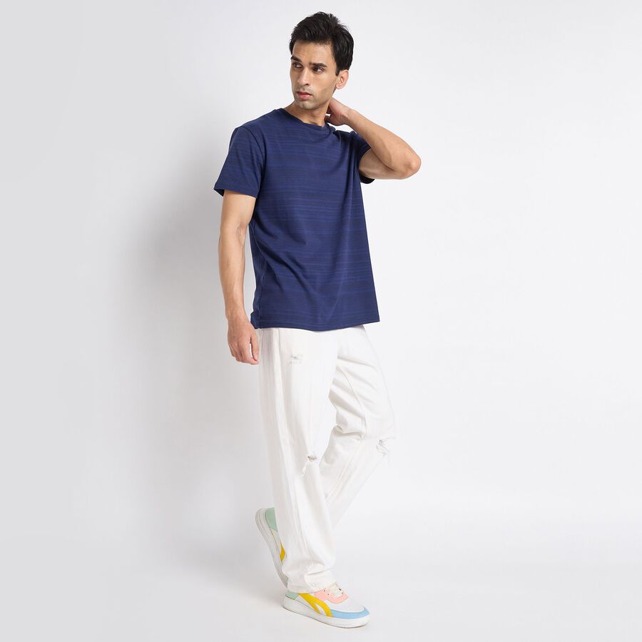 Men's Round Neck Half Sleeves T-Shirt, नेवी ब्लू, large image number null