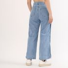 Women's Light Blue Wide Leg Braided Side Jeans, मध्यम नीला, small image number null