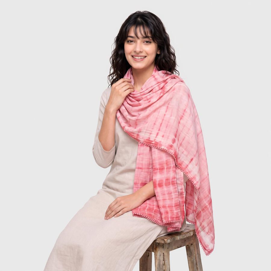 Women's Pink Printed Dupatta, गुलाबी, large