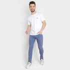 Solid 5 Pocket Casual Trousers, Mid Blue, small image number null