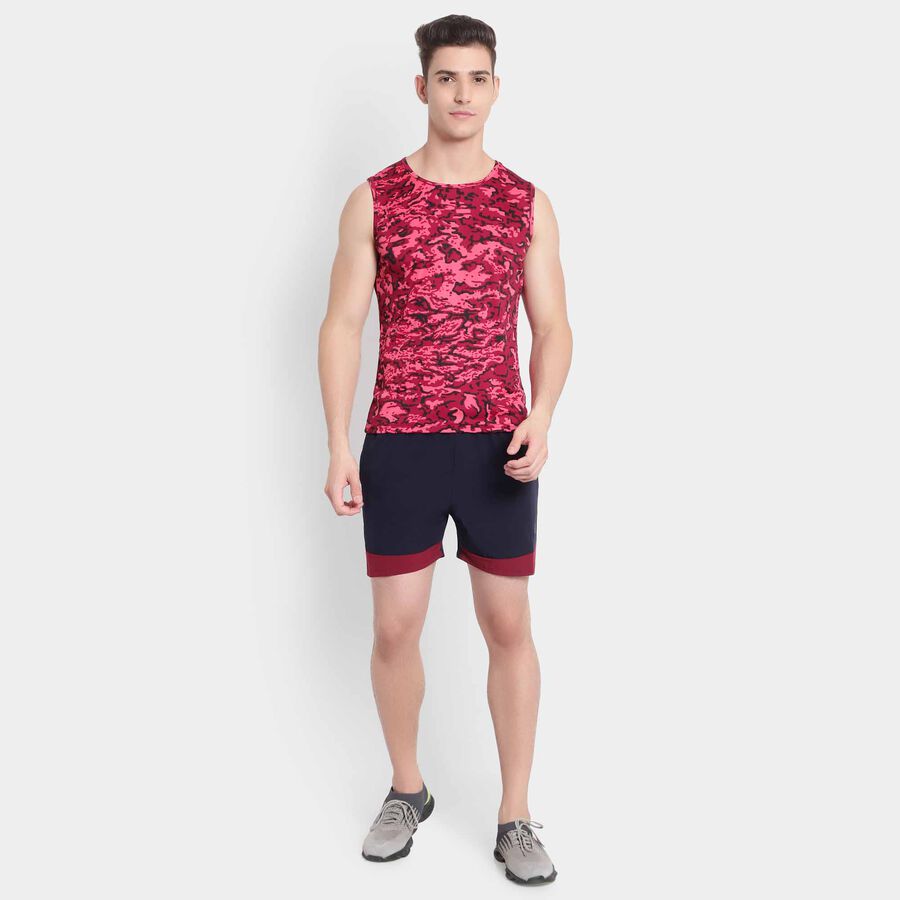 Printed Sleeveless T-Shirt, Maroon, large image number null