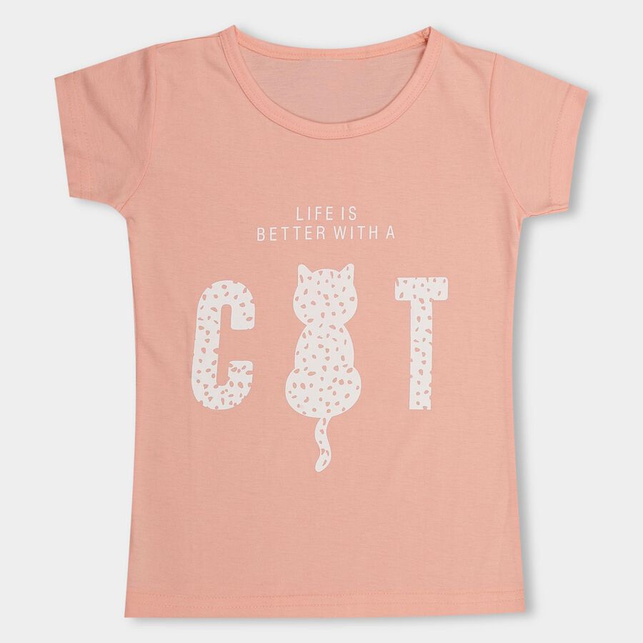 Girls' T-Shirt , पीच, large image number null