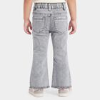 Girls Grey Flared Fit Butterfly Embroidered Jeans, हल्का ग्रे, small