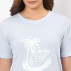 Women's Light Blue Round Neck Casual T-Shirt, Light Blue, small