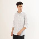 Men's Rich Eggshell White Floral Classic Casual Shirt, White, small image number null