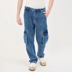 Men's Denim Blue Straight Fit Jeans, Dark Blue, small