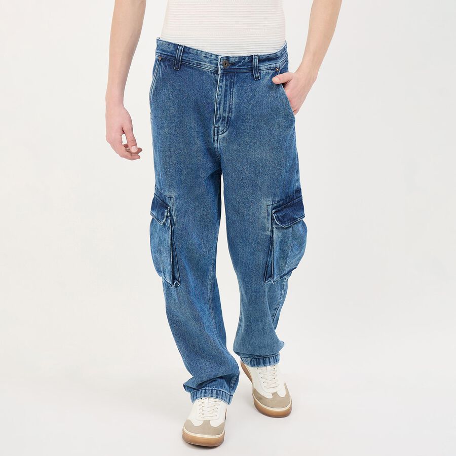 Men's Denim Blue Straight Fit Jeans, Dark Blue, large