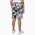 Boys' Muted Charcoal Gray Regular Fit Bermuda Shorts, सफ़ेद, small