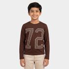 Boys Brown Crew Neck Regular T-Shirt, भूरा, small